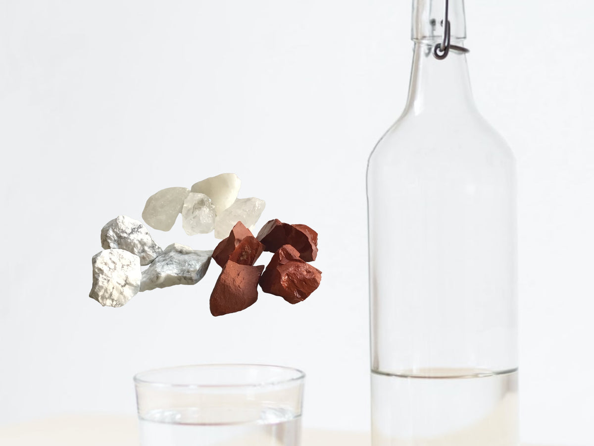 Premium Edelstein-Quellwasser-Set "Entwässerung" | Rohsteine zur Energetisierung von Trinkwasser | 21 Seiten Anleitung | Heilsteine | Wasserbelebung |