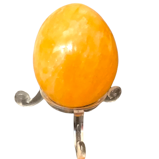 Steinfixx® - Orangencalcit Ei mit Acrylständer I Edelsteinei I 80-100 Gramm I 5 x 4 cm I Mexiko | Osterdeko