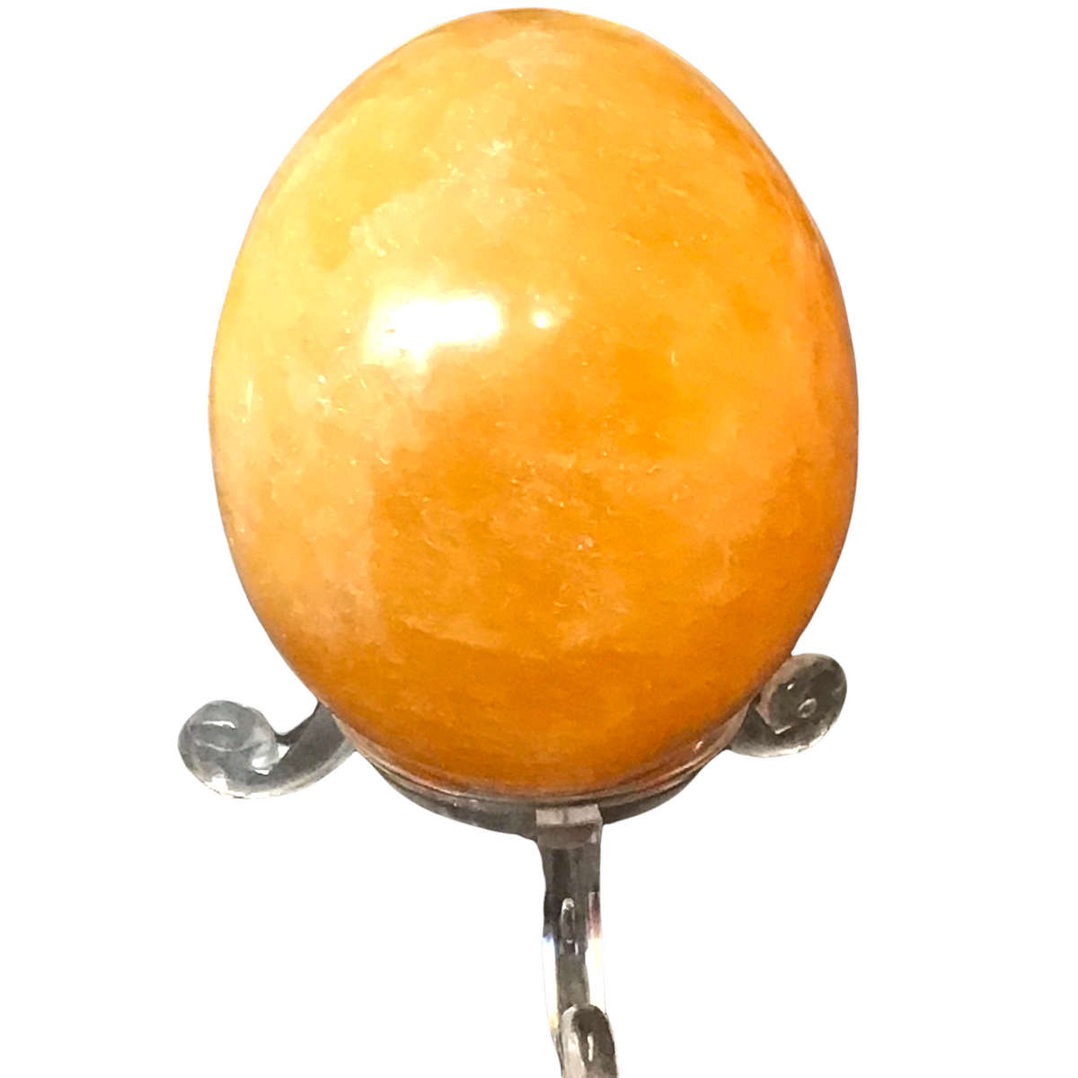 Steinfixx® - Orangencalcit Ei mit Acrylständer I Edelsteinei I 80-100 Gramm I 5 x 4 cm I Mexiko | Osterdeko