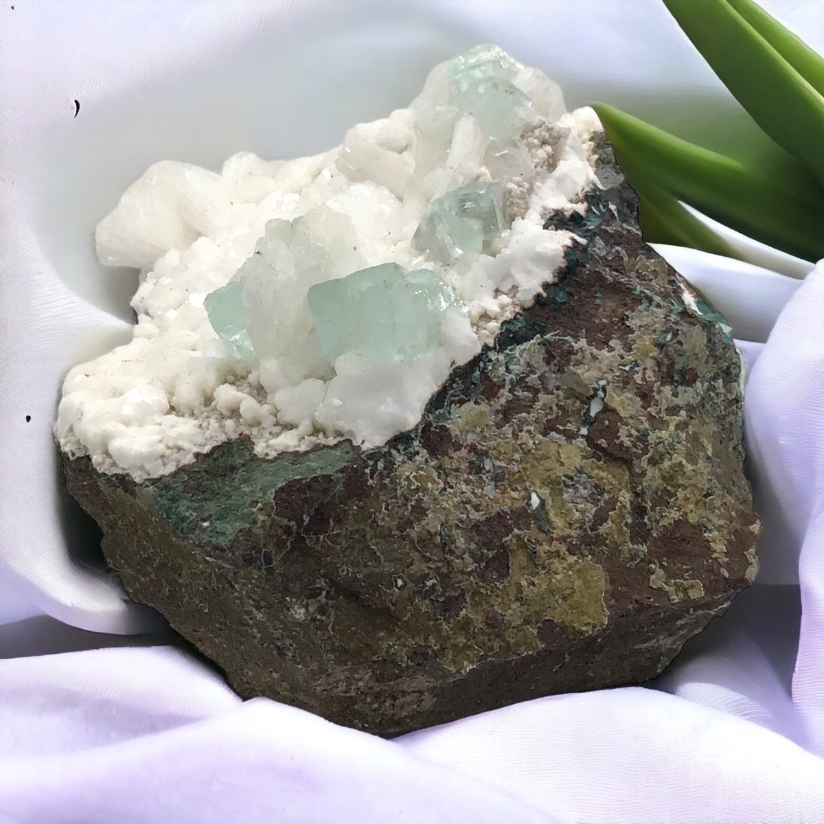 Apophyllit auf Mordenit Kristallstufe aus Poona Indien – 736 g – 12 × 8 × 9 cm – Sammlerstück – Unikat Masterpiece 1467