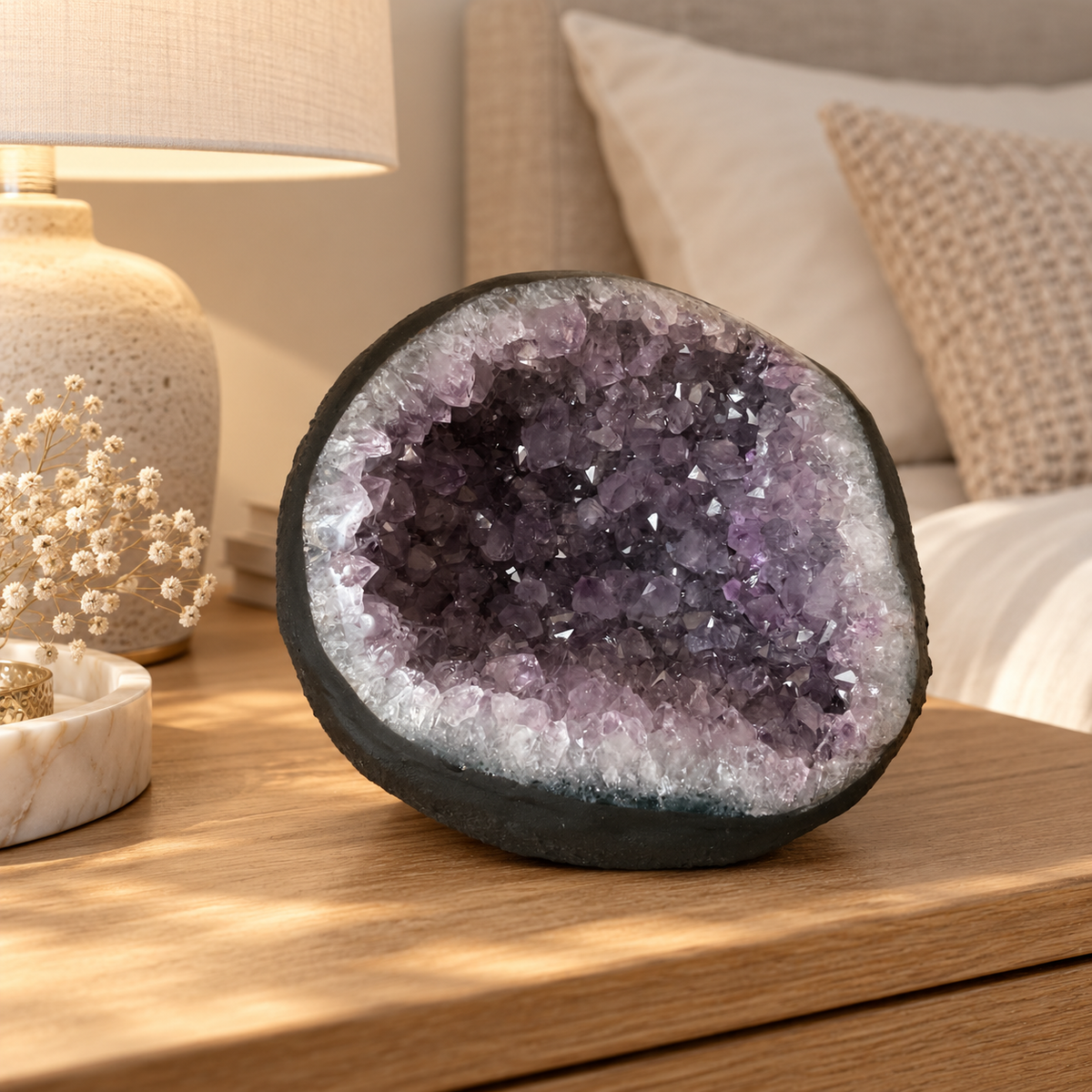 Amethyst Druse AAA-Qualität mit funkelnder Kristallhöhle – 2,3 kg – 14 x 13 x 13 cm – Edelstein Dekoration & Sammlerstück – Unikat Masterpiece 1479 – Brasilien