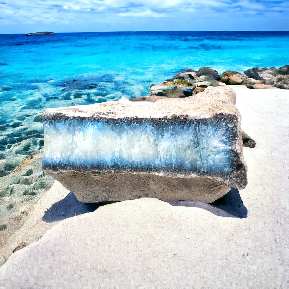 Steinfixx® Blue Ice Rohstein versch. Größen I neu entdecktes Mineral I Indonesien I Bogor West Java