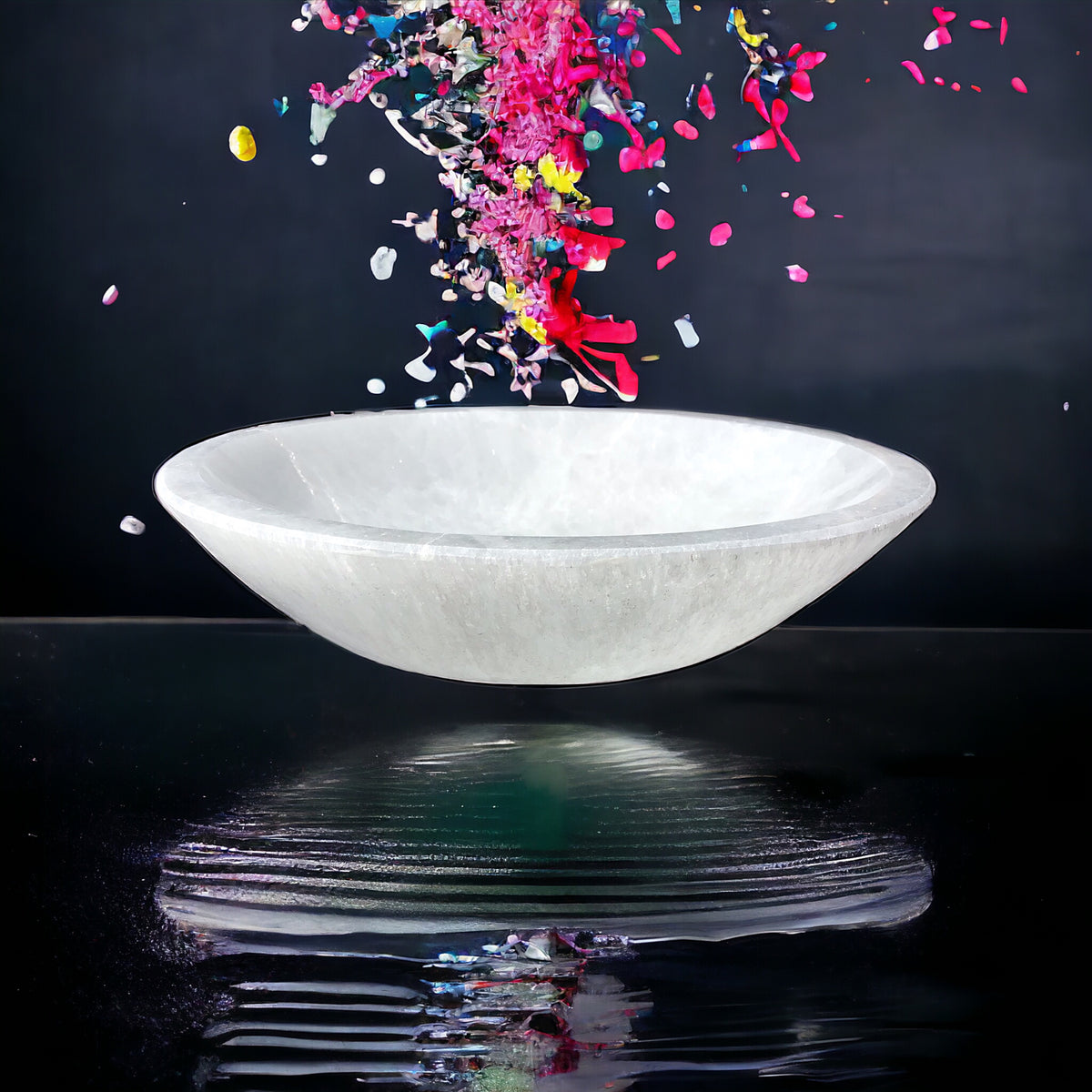 XXL Selenit Ladeschale Bowl Ø 20 cm - ca. 1000gr. - Kristallschale - in dieser Größe selten erhältlich - AAA-Qualität - Marokko