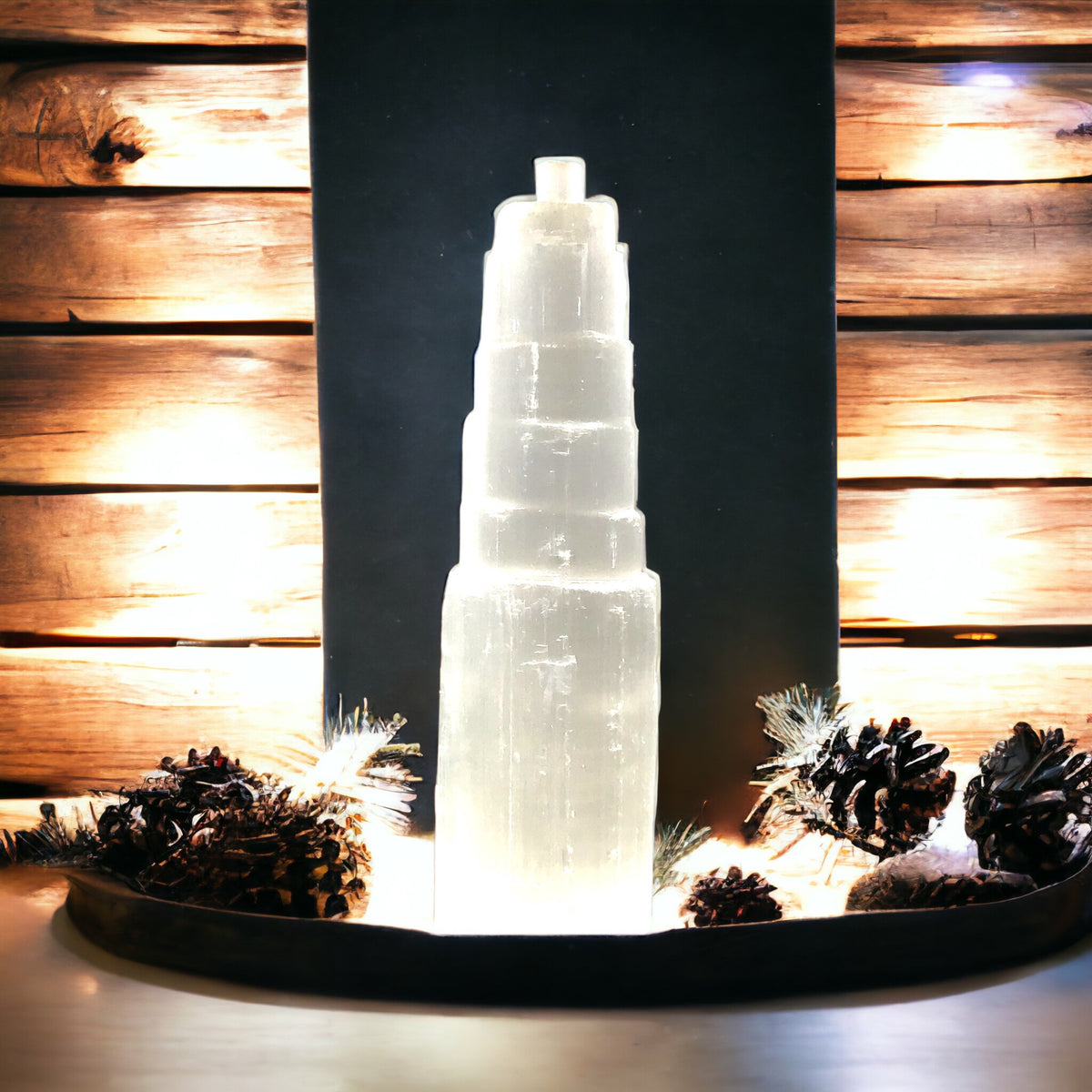 Selenit Monolith „Lichtbringer“ – AAA Qualität aus Marokko – Selenit Tower in Handarbeit gefertigt – ca. 20 x 5,5 cm – ca. 630 g – Sammlerstück