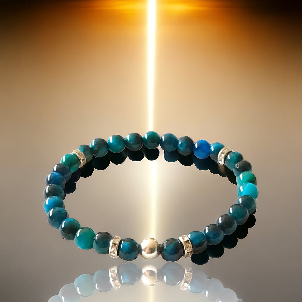 Steinfixx® - Blaues Tigerauge Perlenarmband handgemacht mit 925 Perle und versilberten Zirkoniatrennern - STARKER SCHUTZSTEIN - Hochwertiges Edelsteinarmband Handmade