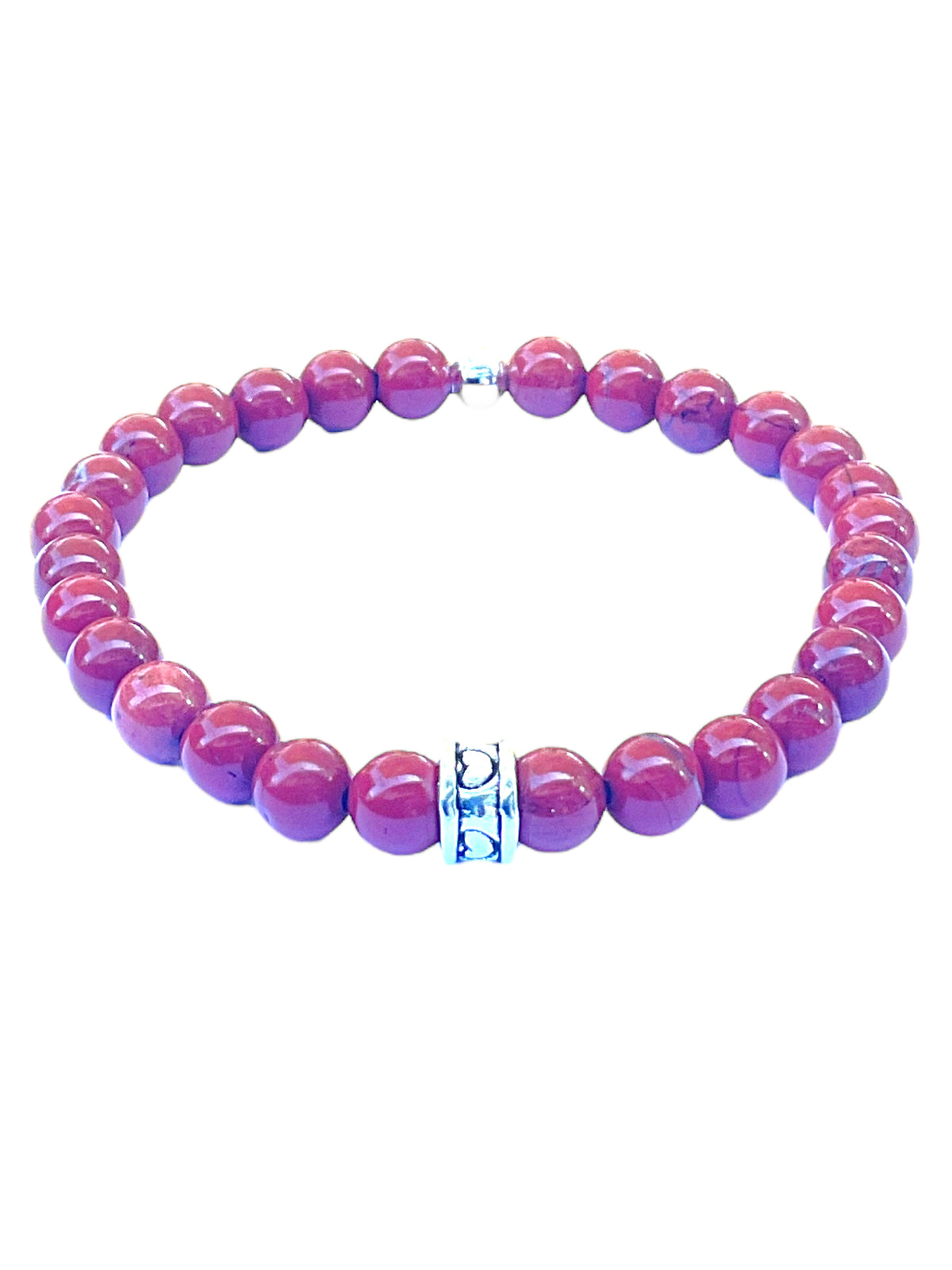 Perlenarmband aus rotem Jaspis - Hochwertiges Edelsteinarmband mit 925 Silberperle und Vintage Perle  - handgefertigt - in Geschenkbox -Lebensfreude