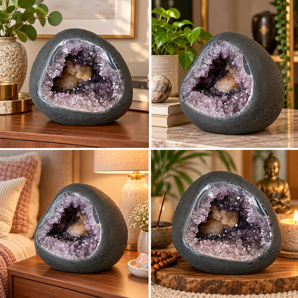 Amethyst Druse AAA-Qualität mit außergewöhnlichen Calcitkristallen & Achatzeichnungen – 5,45 kg – 19 x 17 x 15 cm – Edelstein Dekoration & Sammlerstück – Unikat Masterpiece 1699 – Brasilien