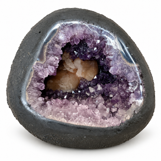 Amethyst Druse AAA-Qualität mit außergewöhnlichen Calcitkristallen & Achatzeichnungen – 5,45 kg – 19 x 17 x 15 cm – Edelstein Dekoration & Sammlerstück – Unikat Masterpiece 1699 – Brasilien