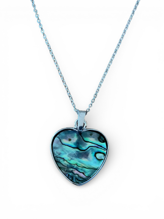 Abalone Perlmutt Herz Anhänger mit 925 Silberkette I 2x2 cm I Handarbeit I Herzgeschenk I Liebesgeschenk I incl. Geschenkverpackung I Australien