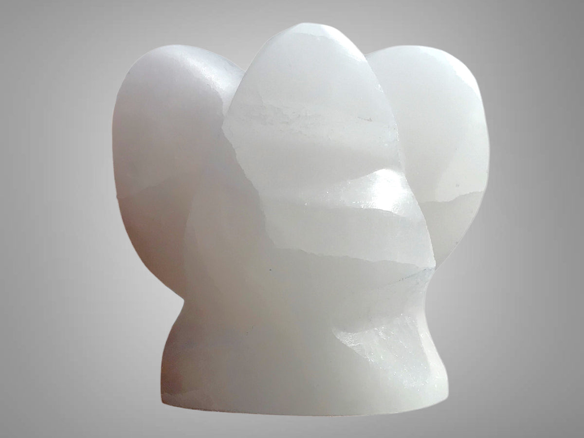 Selenit Engel I Schutzengel | Skulptur | 70x70x50 mm I Dekoration I gegen negative Energien I Ladestein I Lichtbringer I ca. 290 gr. I Marokko