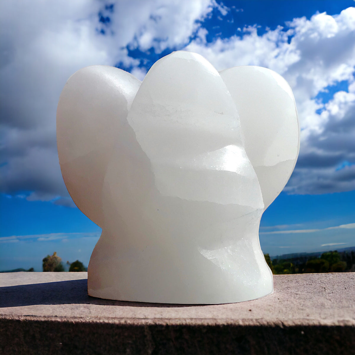Selenit Engel I Schutzengel | Skulptur | 70x70x50 mm I Dekoration I gegen negative Energien I Ladestein I Lichtbringer I ca. 290 gr. I Marokko