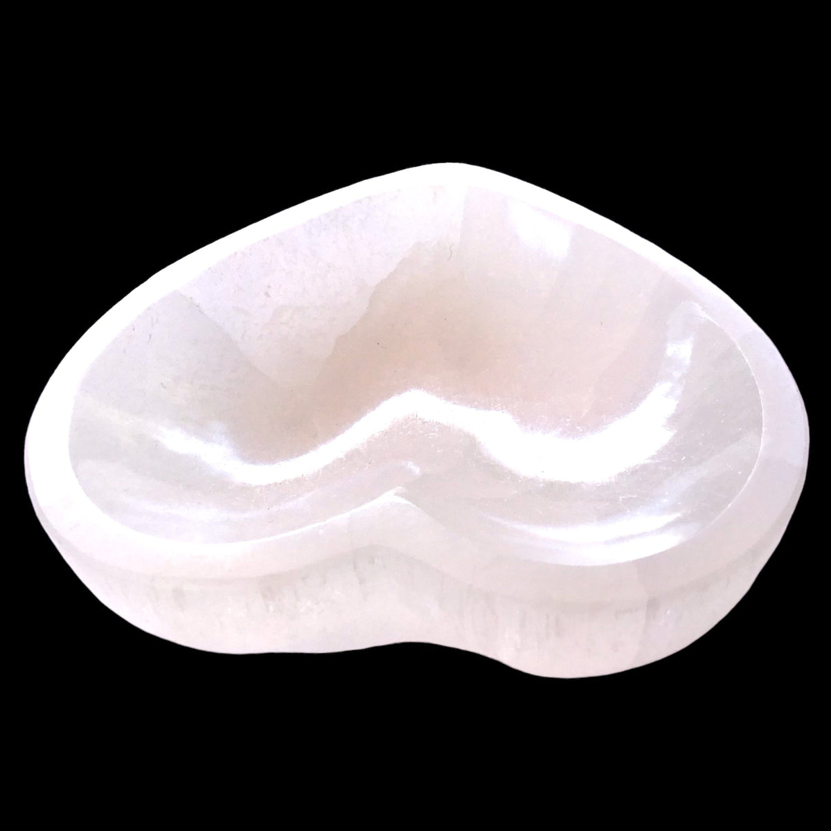 Selenit Herz Ladeschale I 14x14x4cm I ca. 500gr. I Ladeplatte I Marienglas Schale zum Aufladen von Edelsteinen I Deko & Schmuckschale I AAA-Qualität I Marokko