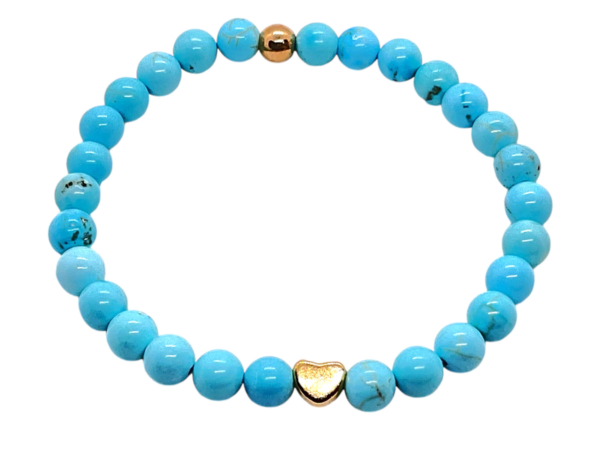Handgefertigtes Türkis Perlenarmband  - Hochwertiges Edelsteinarmband mit 18k vergoldeten Elementen - in Geschenkbox
