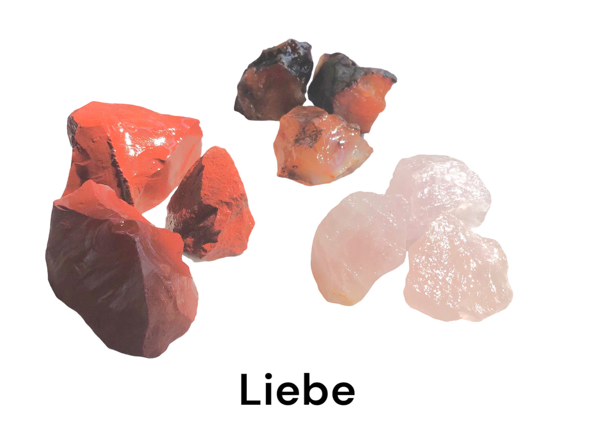 Premium Edelstein-Quellwasser-Set "Liebe" | Rohsteine zur Energetisierung von Trinkwasser | 21 Seiten Anleitung | Top 1A HeilsteineWasserbelebung