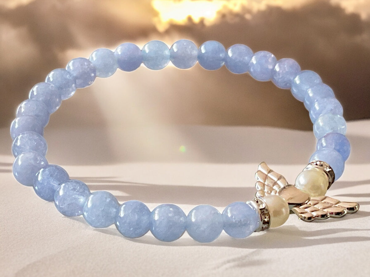 Steinfixx® - Bezauberndes Aquamarin Schutzengel Perlen Armband 4mm oder 6mm - inclusive edler Geschenkbox - Handmade - Madagaskar