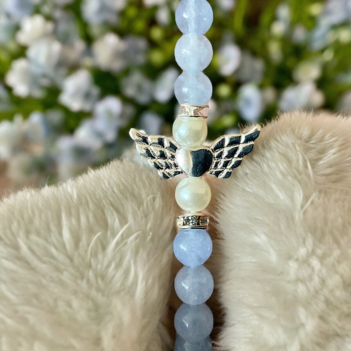 Steinfixx® - Bezauberndes Aquamarin Schutzengel Perlen Armband 4mm oder 6mm - inclusive edler Geschenkbox - Handmade - Madagaskar