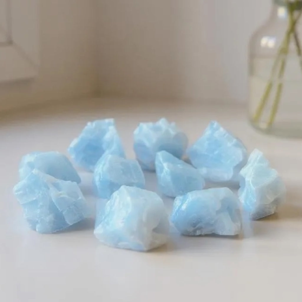 Blauer Calcit I farbintensiv I Rohsteine I 3-4 cm I 300 gr. I Heilstein I Wasserstein I Dekoration I Mexiko