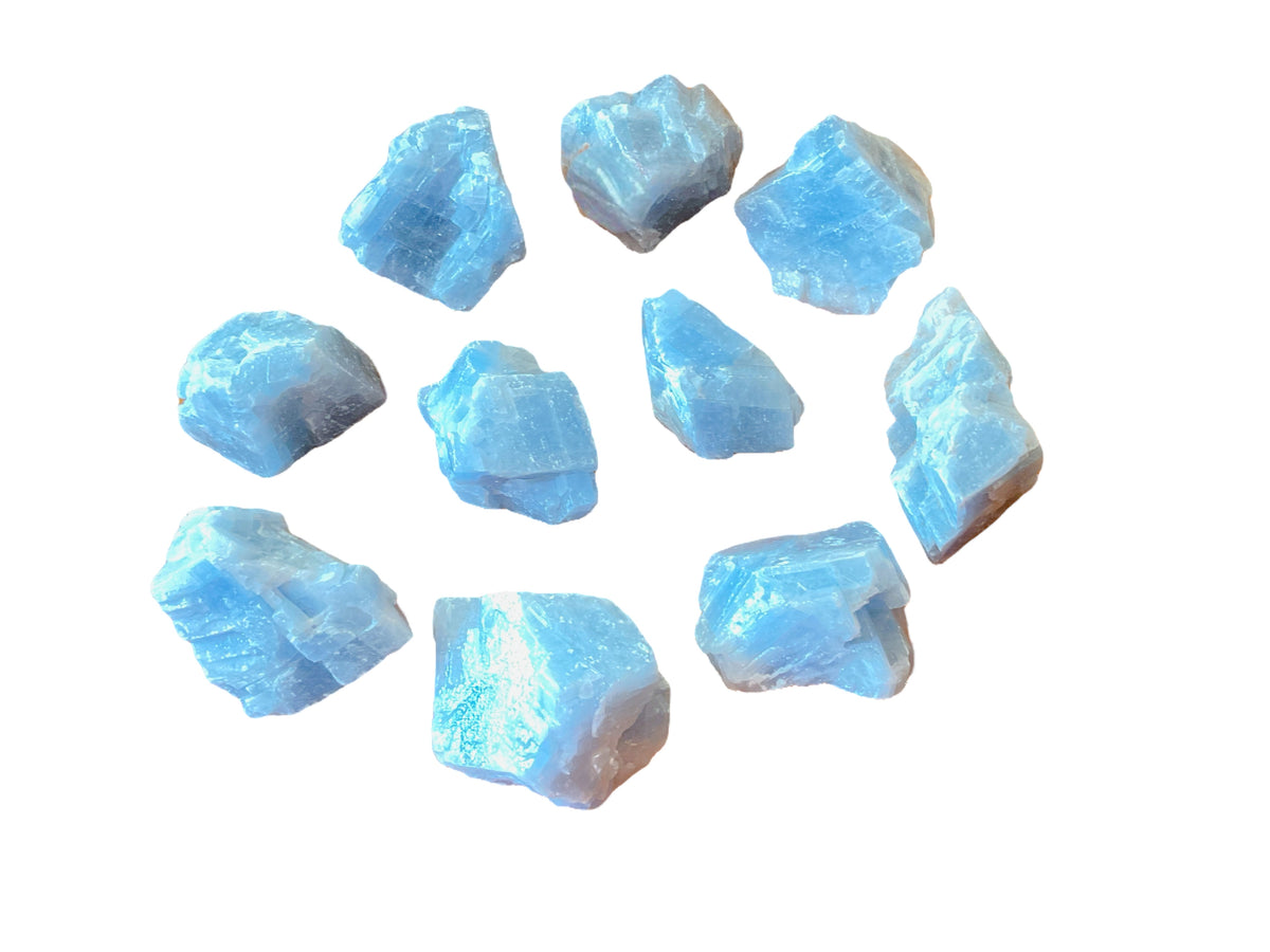 Blauer Calcit I farbintensiv I Rohsteine I 3-4 cm I 300 gr. I Heilstein I Wasserstein I Dekoration I Mexiko