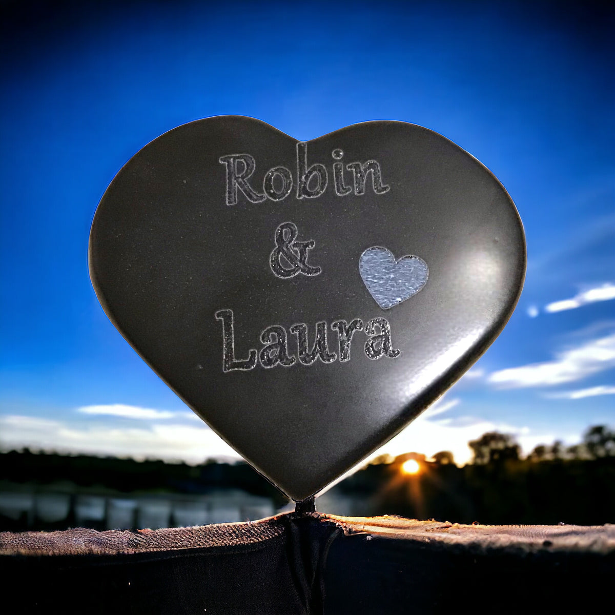 Steinfixx® - Echtes Basalt Herz mit Gravur "Ich liebe Dich" | Rückseite mit Namen individualisierbar | Hot-Stone | Geschenk für den Lieblingsmenschen