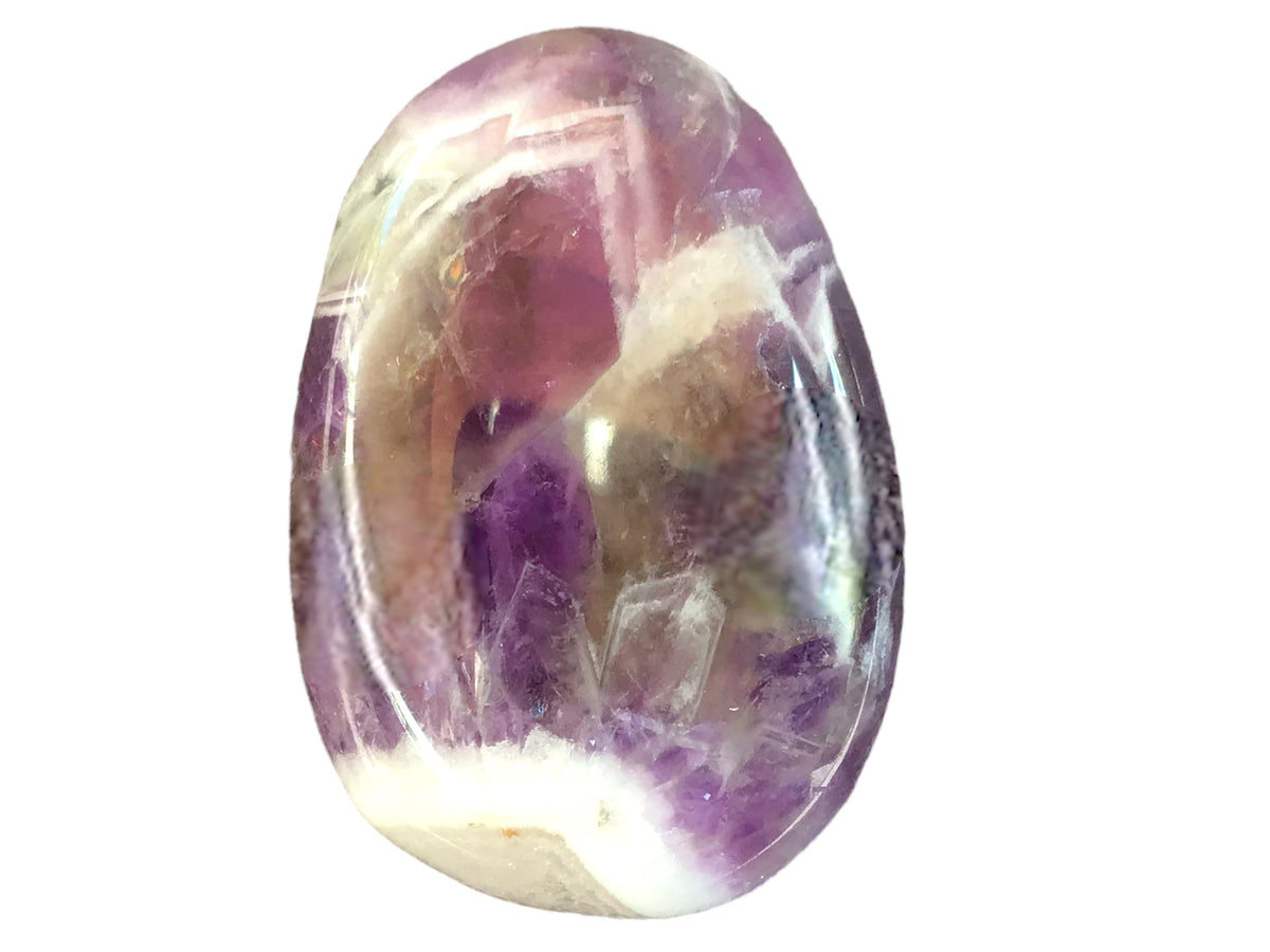 Chevron-Amethyst Edelsteinanhänger I Tropfenanhänger I mit 80 cm Wildlederband und Geschenkverpackung I starker Heilstein I AAA-Qualität I Brasilien