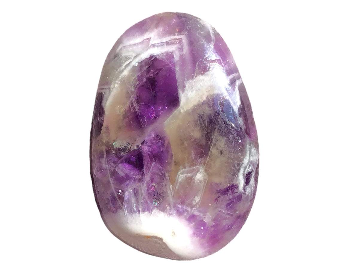 Chevron-Amethyst Edelsteinanhänger I Tropfenanhänger I mit 80 cm Wildlederband und Geschenkverpackung I starker Heilstein I AAA-Qualität I Brasilien