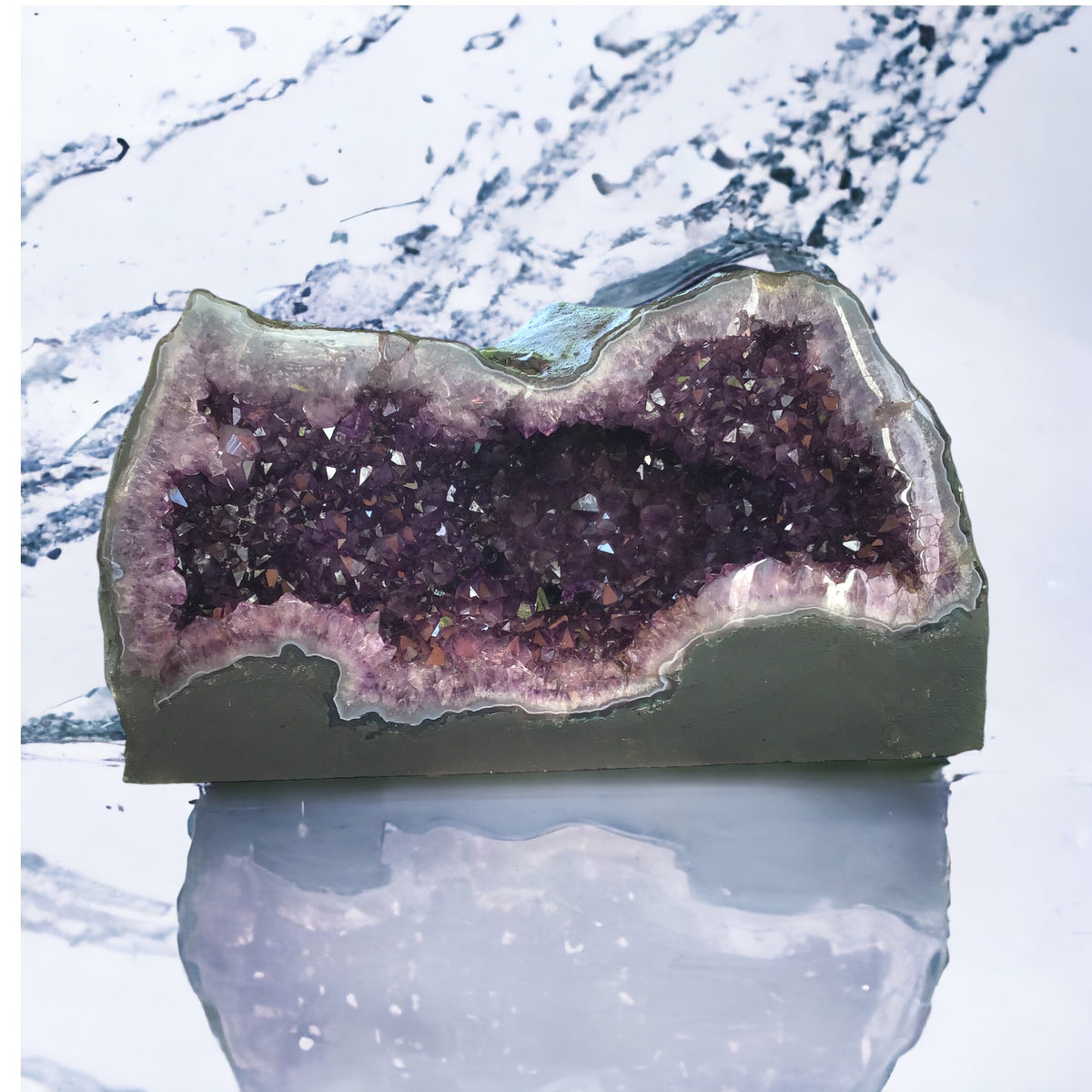 XXL Amethyst Druse mit phantastischen Kristallen I 21,60 KG I 43x16x25cm I Blickfang I Unikat-Masterpiece 1474 I Sammlerstück I AAA-Qualität I Brasilien