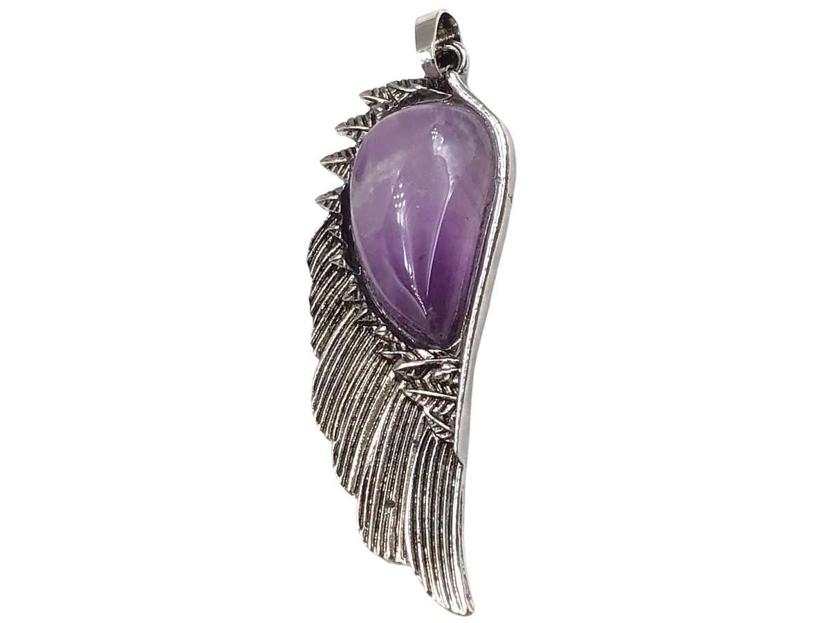Steinfixx® -  Engelsflügel Anhänger mit echtem Amethyst Edelstein Tropfen | farbintensiv