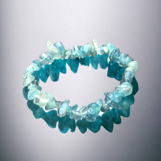 Steinfixx® - Echtes Aquamarin blau Splitteramband | angenehm zu tragen | DER Seelenstein