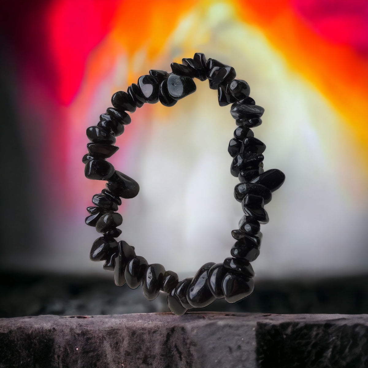 Obsidian Edelstein Schmuckset mit hochwertiger Selenit Herzschale 10cm I 4-teilig - Entwässerung und Entgiftung