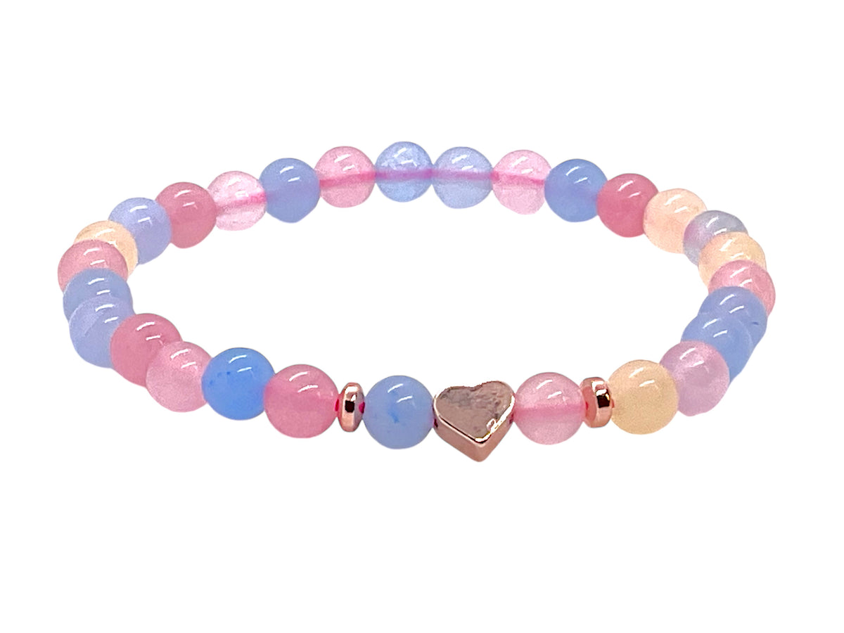Perlenarmband Morganit mit 14 k rosèvergoldeten Elementen - Edelsteinarmband - Handmade - inclusive edler Geschenkbox - Engelsstein