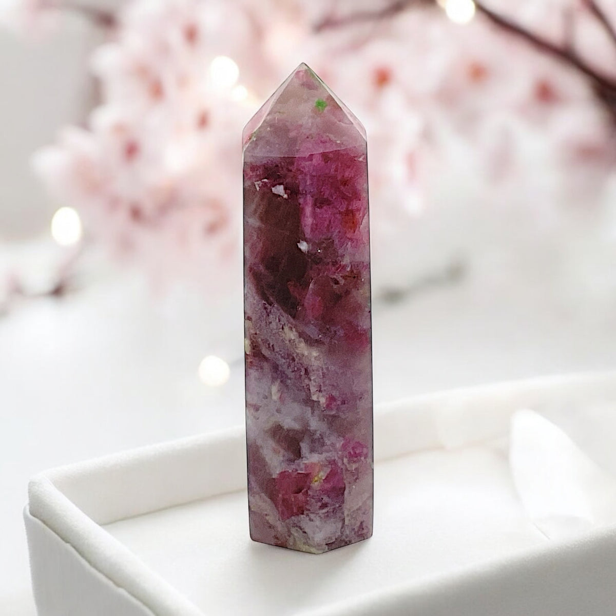 Kirschblütenachat I Obelisk I Sakura-Achat I 6 cm I ca. 40 gr. I Heilstein I Herzchakra I Madagaskar