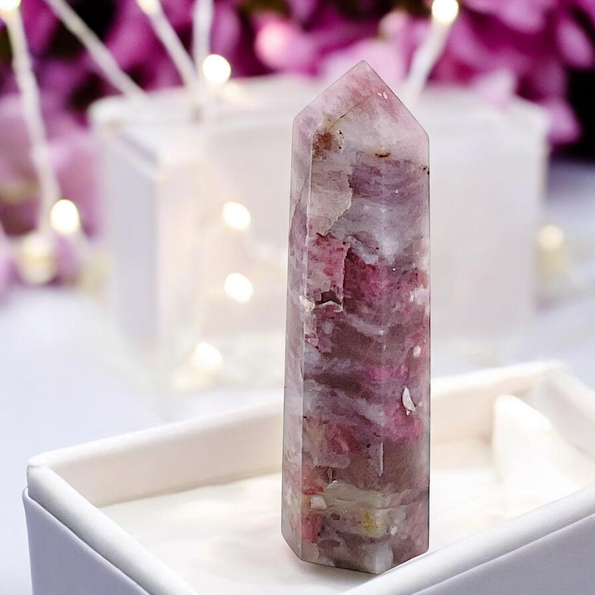 Kirschblütenachat I Obelisk I Sakura-Achat I 6 cm I ca. 40 gr. I Heilstein I Herzchakra I Madagaskar