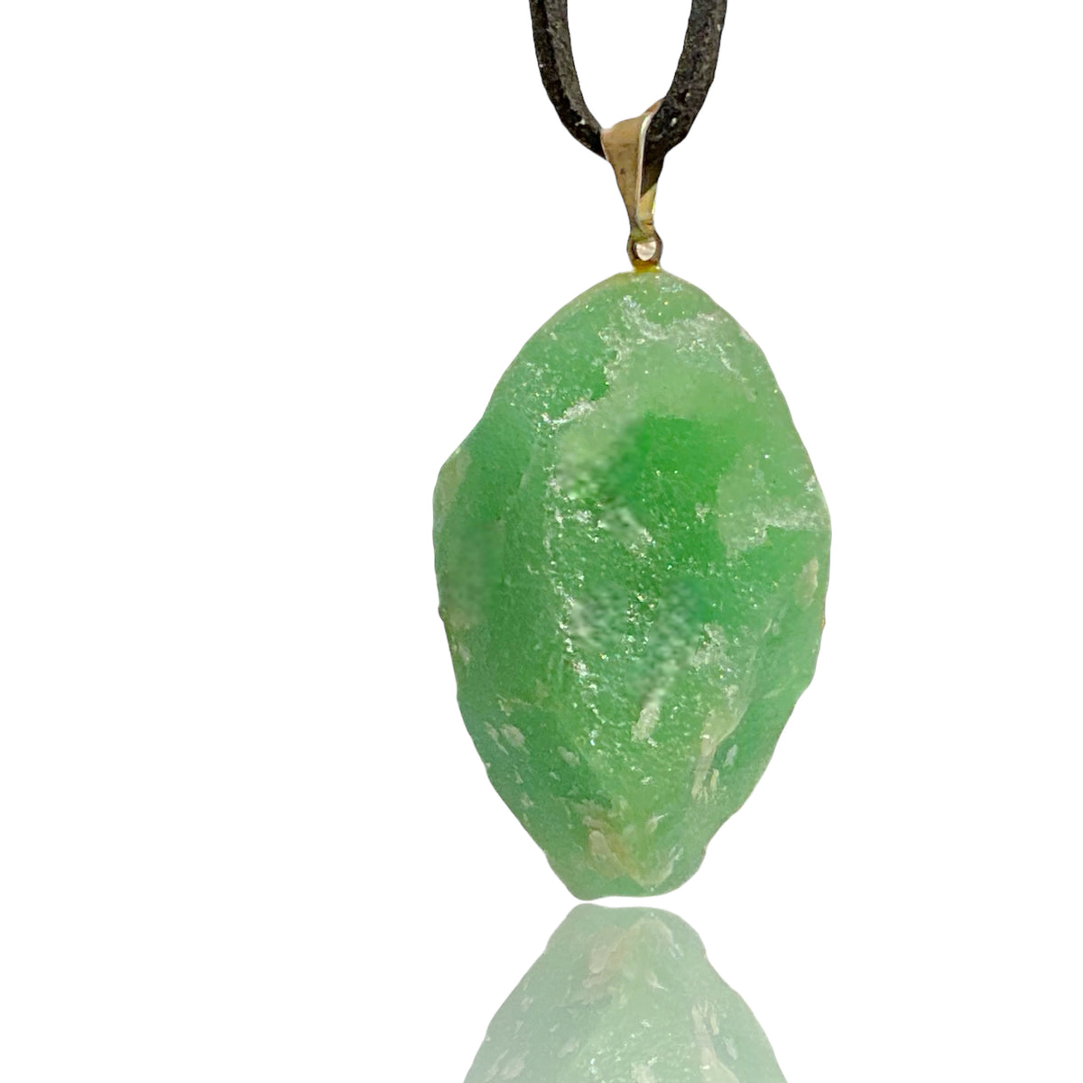 Edelstein Rohstein Kette - wunderschöner Cluster (Brocken) mit Lederband, wahlweise  Bergkristall, Amethyst, Aventurin oder Rosenquarz - Kristalle zum wohlfühlen