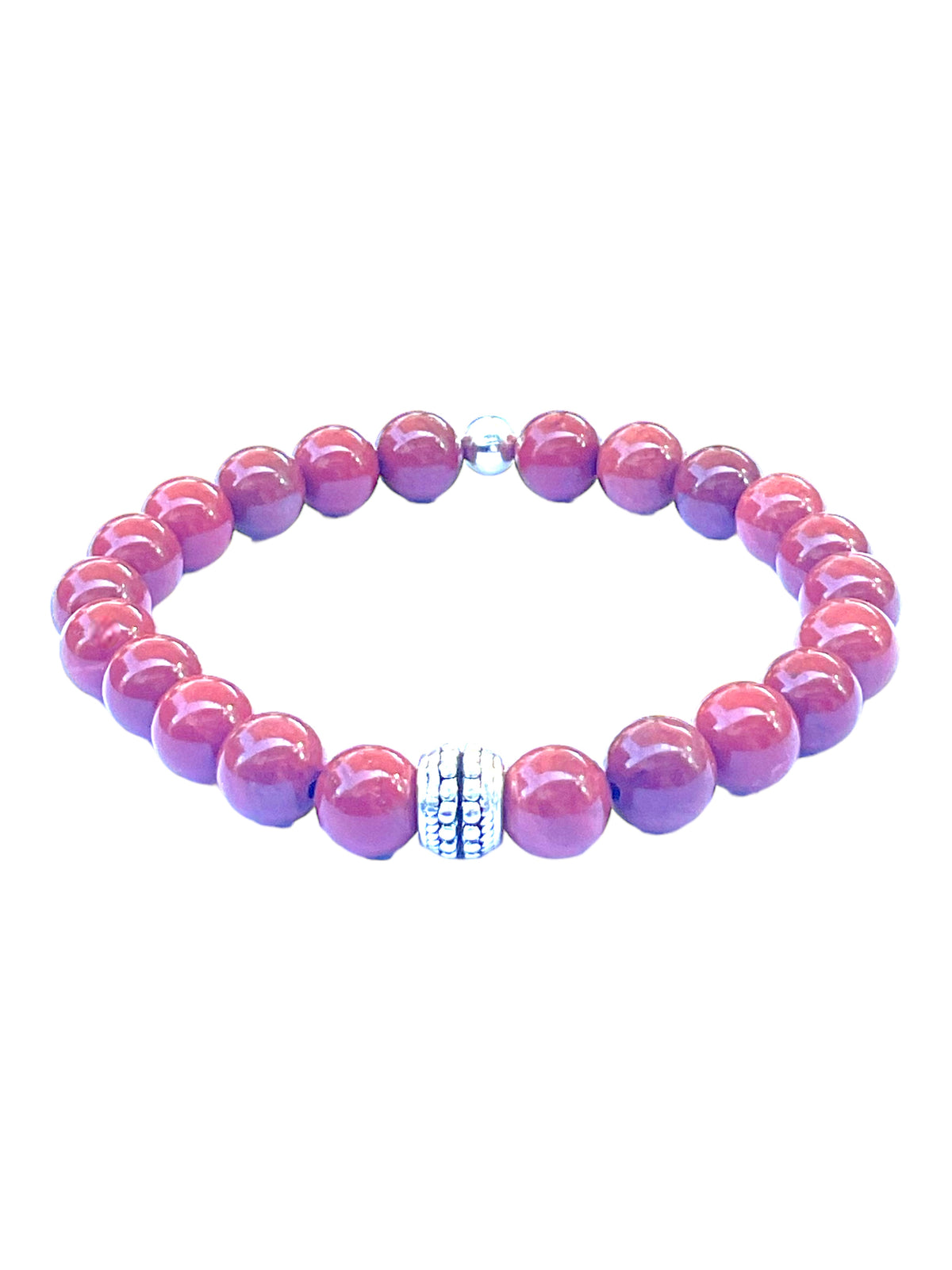 Perlenarmband aus rotem Jaspis - Hochwertiges Edelsteinarmband mit 925 Silberperle und Vintage Perle  - handgefertigt - in Geschenkbox -Lebensfreude
