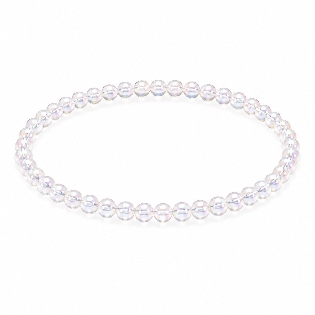 Angel Aura Perlenarmband – AAA-Qualität – 4 mm oder 6 mm Edelstein Perlen – Echter Bergkristall veredelt – 18 cm Armband für Damen & Herren