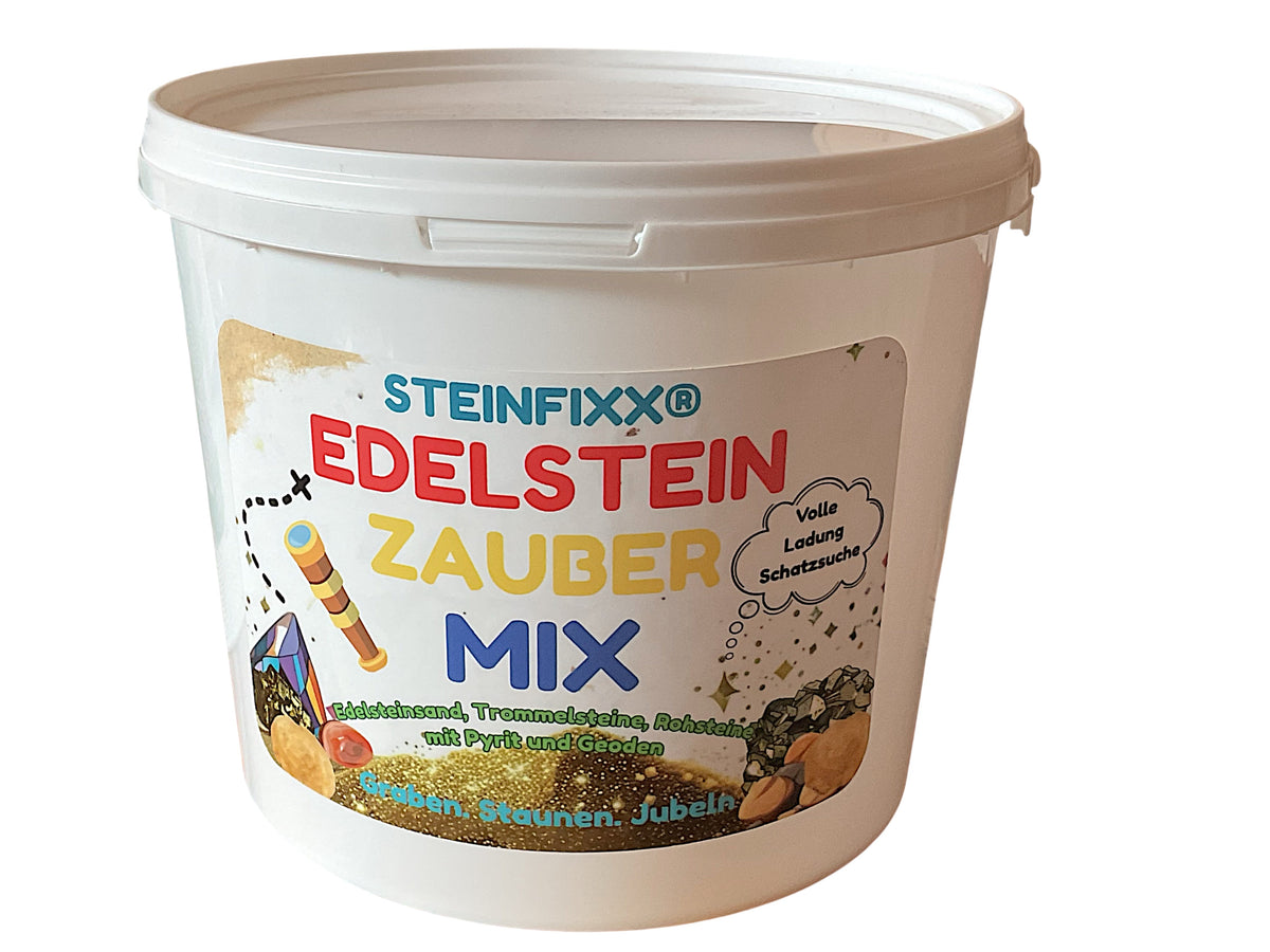 Edelstein Zauber Mix I fertig gepackter Schatzeimer 5 Liter I individualisierbar I volle Ladung Schatzsuche I Familienabenteuer