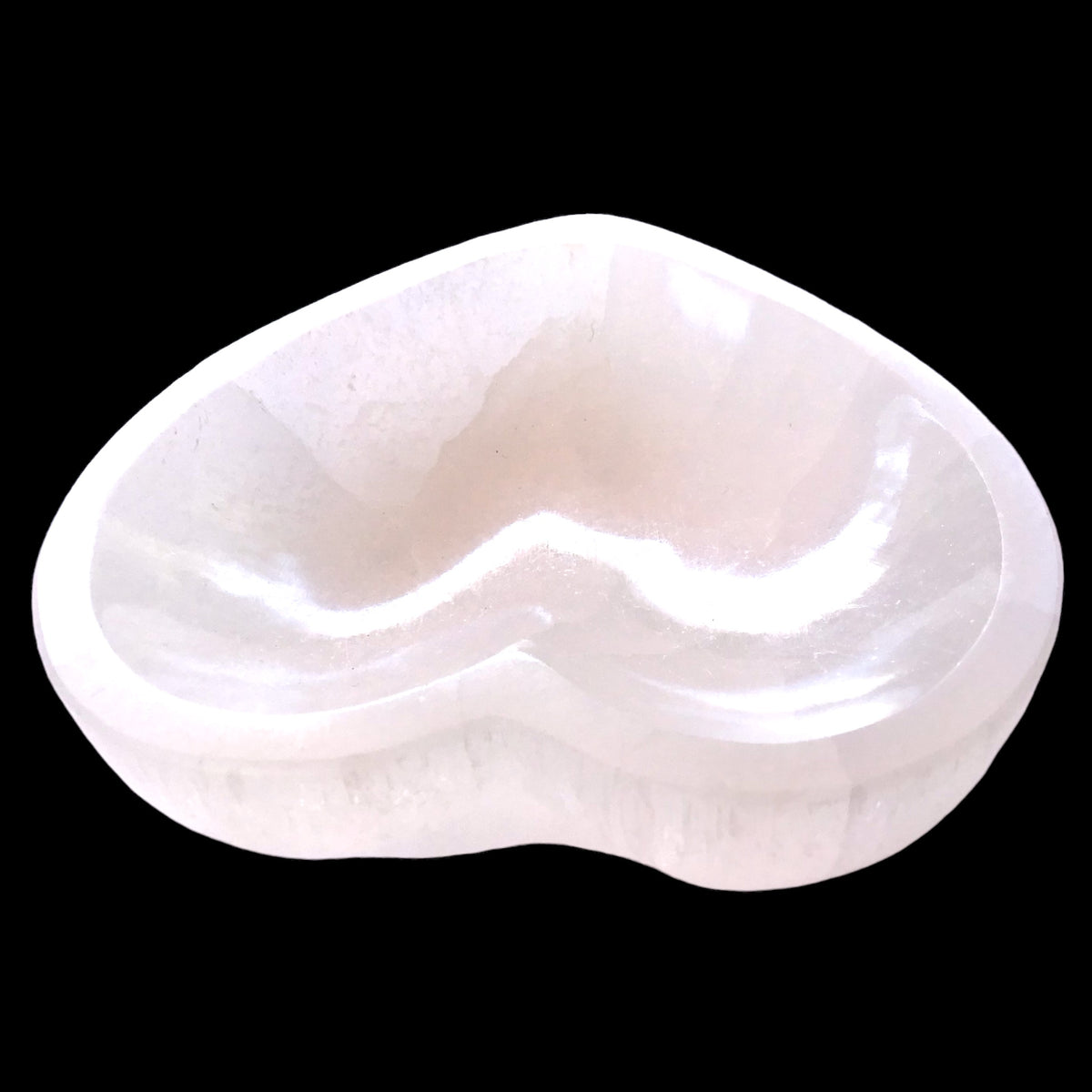 Selenit Herz Ladeschale I 10x10x3cm I ca. 300gr. I Ladeplatte I Marienglas Schale zum Aufladen von Edelsteinen I Deko & Schmuckschale I AAA-Qualität I Marokko