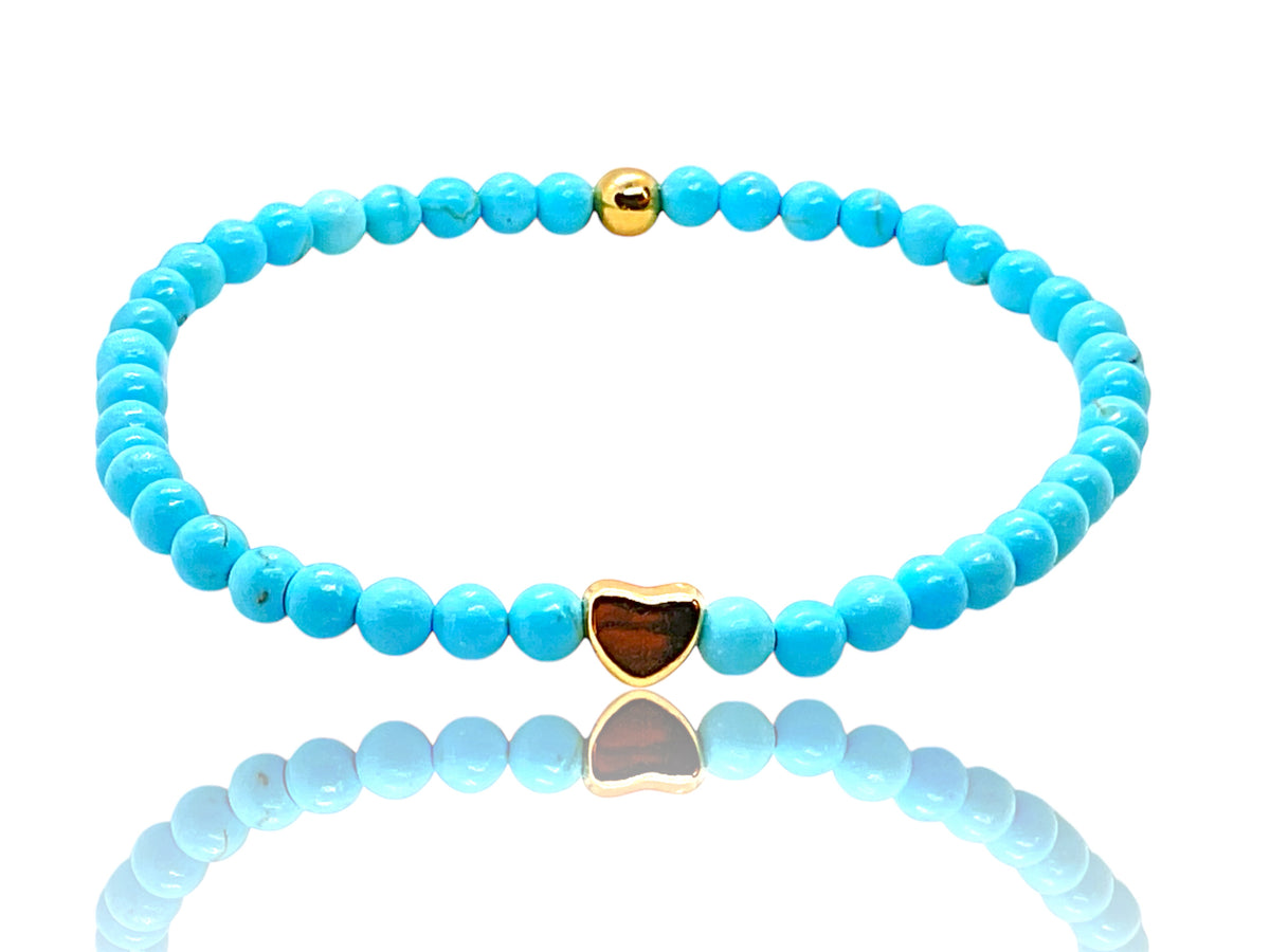 Handgefertigtes Türkis Perlenarmband  - Hochwertiges Edelsteinarmband mit 18k vergoldeten Elementen - in Geschenkbox
