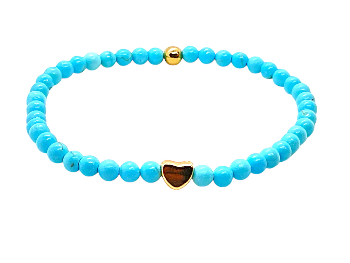 Handgefertigtes Türkis Perlenarmband  - Hochwertiges Edelsteinarmband mit 18k vergoldeten Elementen - in Geschenkbox