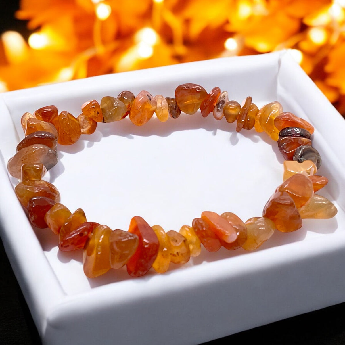 Echtes Carneol Splitteramband | angenehm zu tragen | Der Mutmacherstein I 18 cm I Brasilien