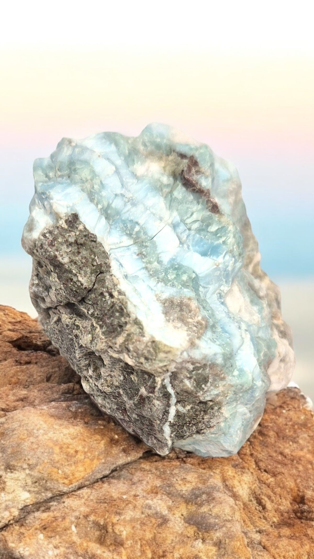 Prächtiger und sehr seltener Larimar Rohstein I Unikat-Masterpiece 1559 I Sammlerstück I 70x60x45mm I 156gr. I Dominikanische Republik