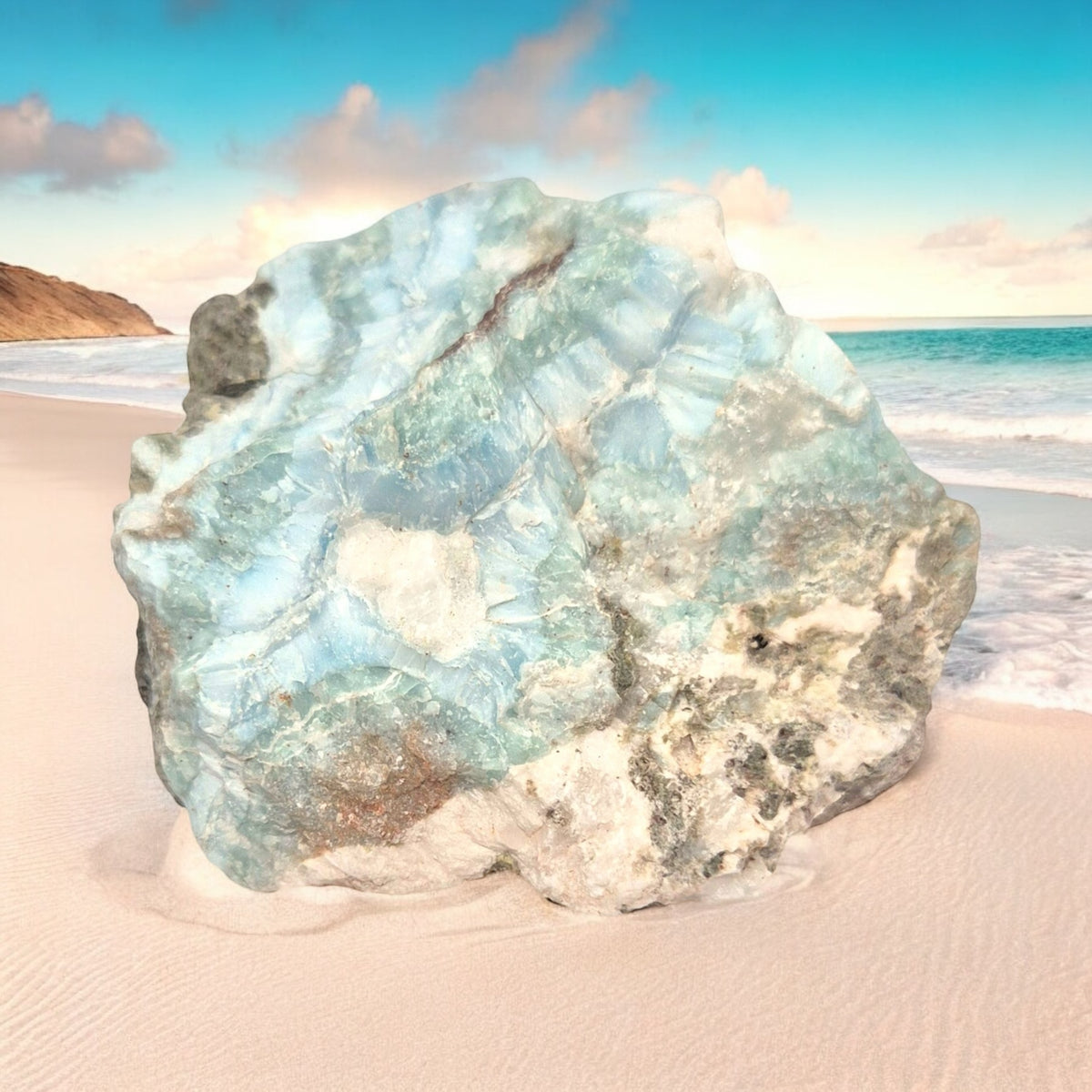 Prächtiger und sehr seltener Larimar Rohstein I Unikat-Masterpiece 1559 I Sammlerstück I 70x60x45mm I 156gr. I Dominikanische Republik