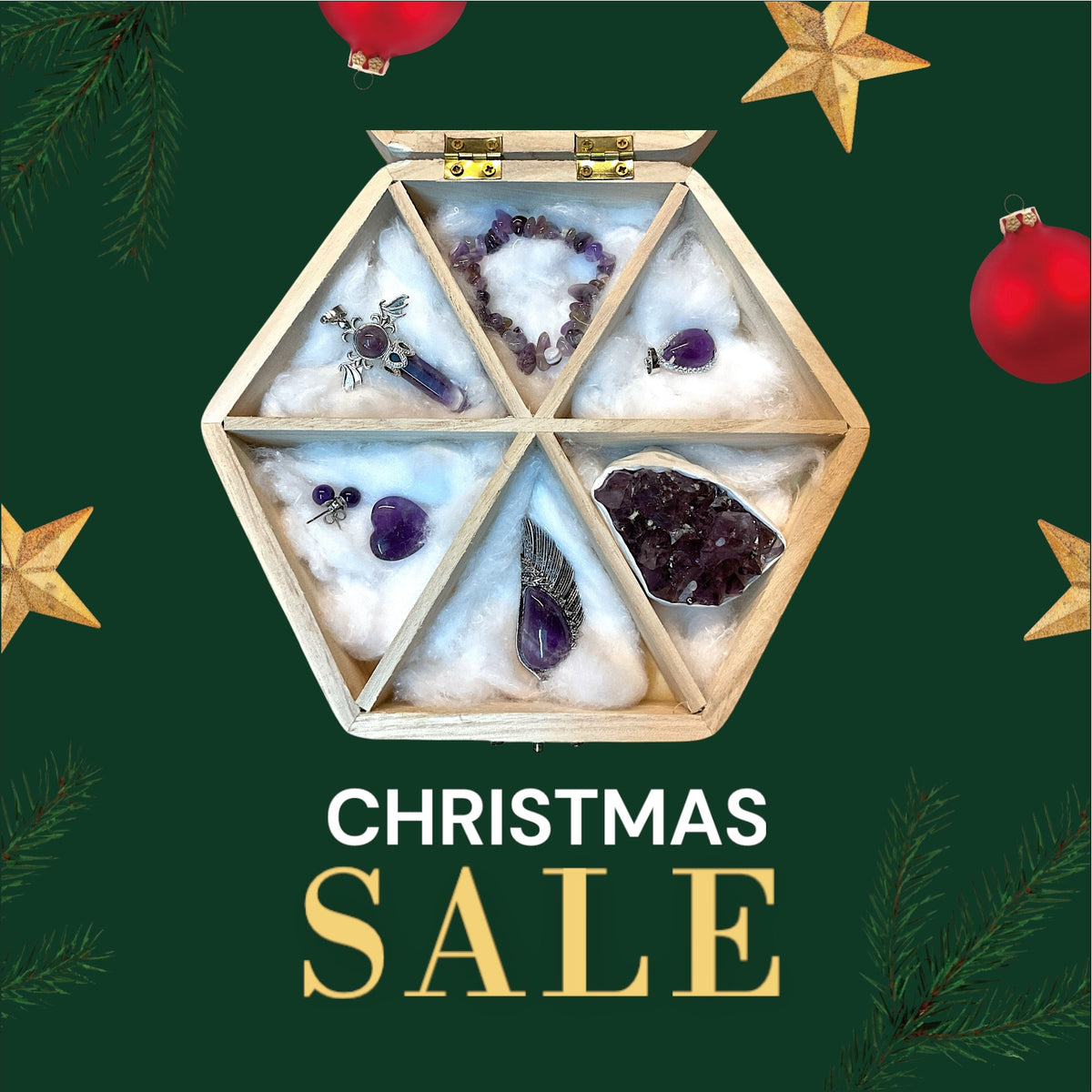 Geschenkset Amethyst in Echtholzkiste 7 Teile im Sparset I Brasilien