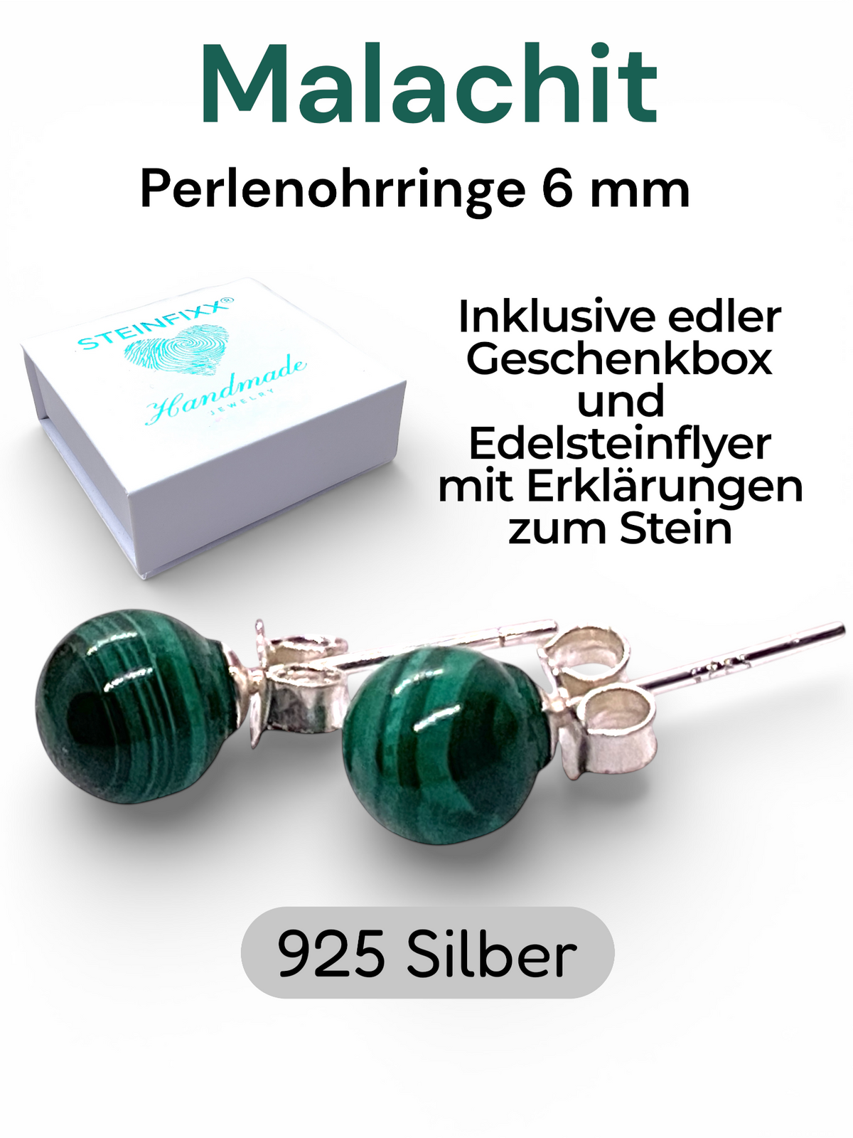 Silber Edelstein Perlen Ohrring | 6mm | 925 Silber  | in Geschenkbox | verschiedene Varianten | Ohrringe - Energiesteine