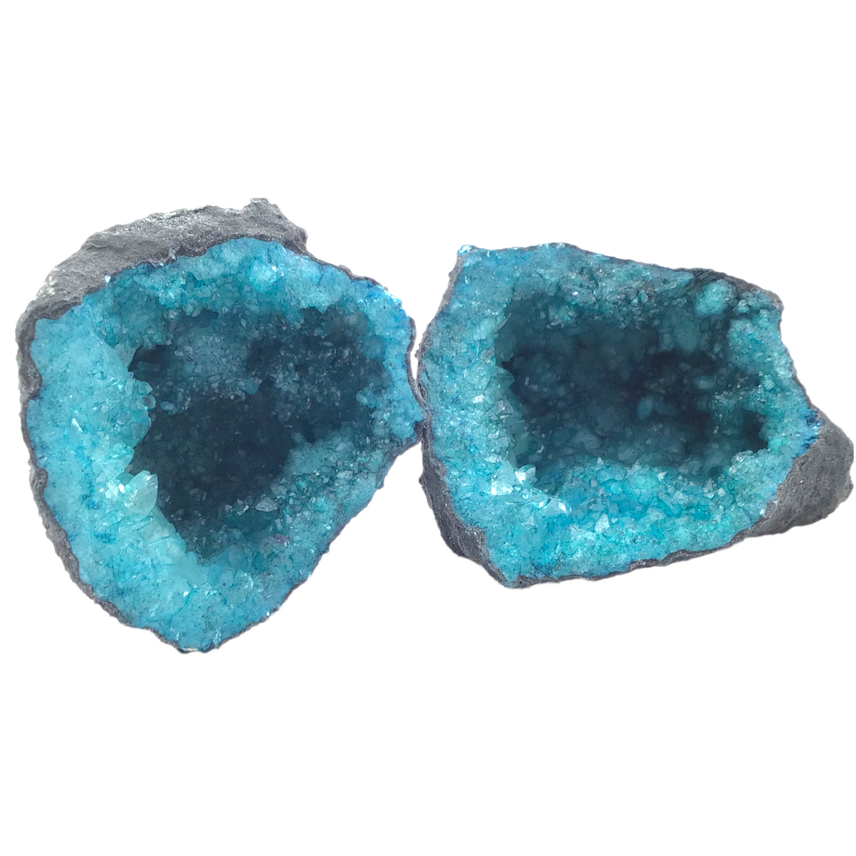 Atemberaubendes, magisches Geodenpaar gefärbt 5-10 cm in grün-türkis SALE