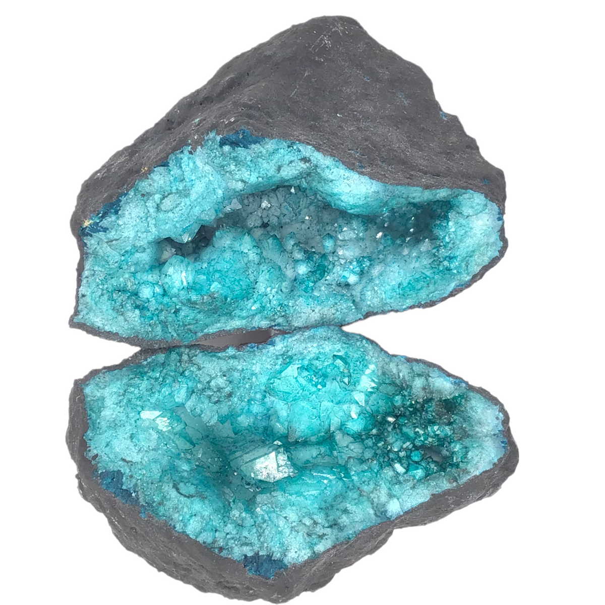 Atemberaubendes, magisches Geodenpaar gefärbt 5-10 cm in grün-türkis SALE