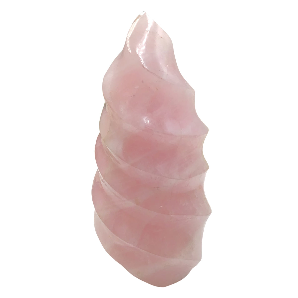 Steinfixx® - Große, edle Kristall Flamme aus Rosenquarz | Unikat 1526 | 554 Gr. |13,5x5,5x6 cm | Edelsteinspirale