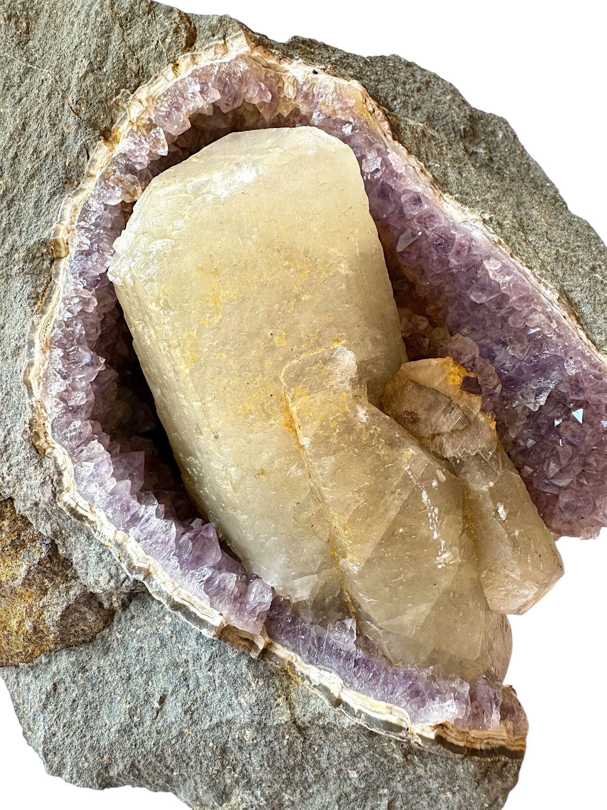 XXL Amethyst Calcit Kristall I 3650gr. I 20x15x13cm I Sammlerstück I Unikat-Masterpiece S3031 I Idar-Oberstein