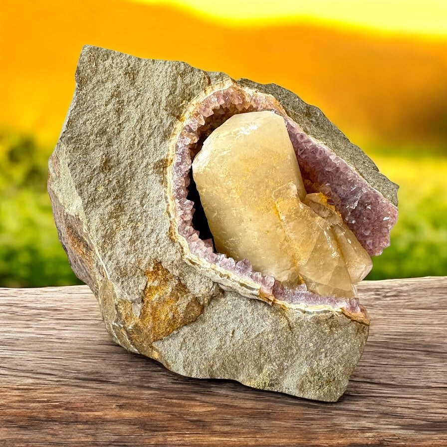 XXL Amethyst Calcit Kristall I 3650gr. I 20x15x13cm I Sammlerstück I Unikat-Masterpiece S3031 I Idar-Oberstein