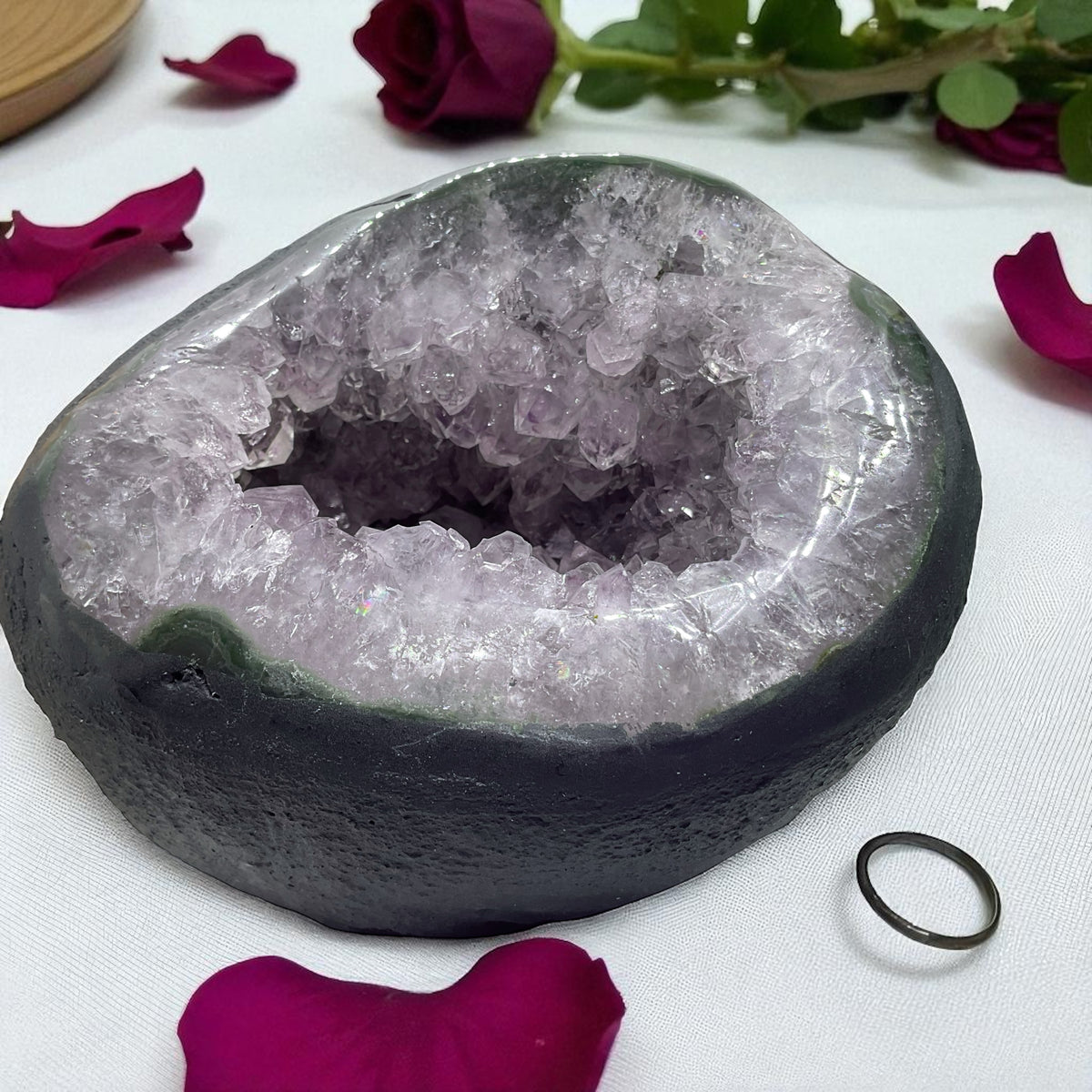 Amethyst Druse Minidruse mit phantastischen Kristallen I 1,43 KG I 12x11x10 cm I Blickfang I Unikat-Masterpiece 1617 I Brasilien